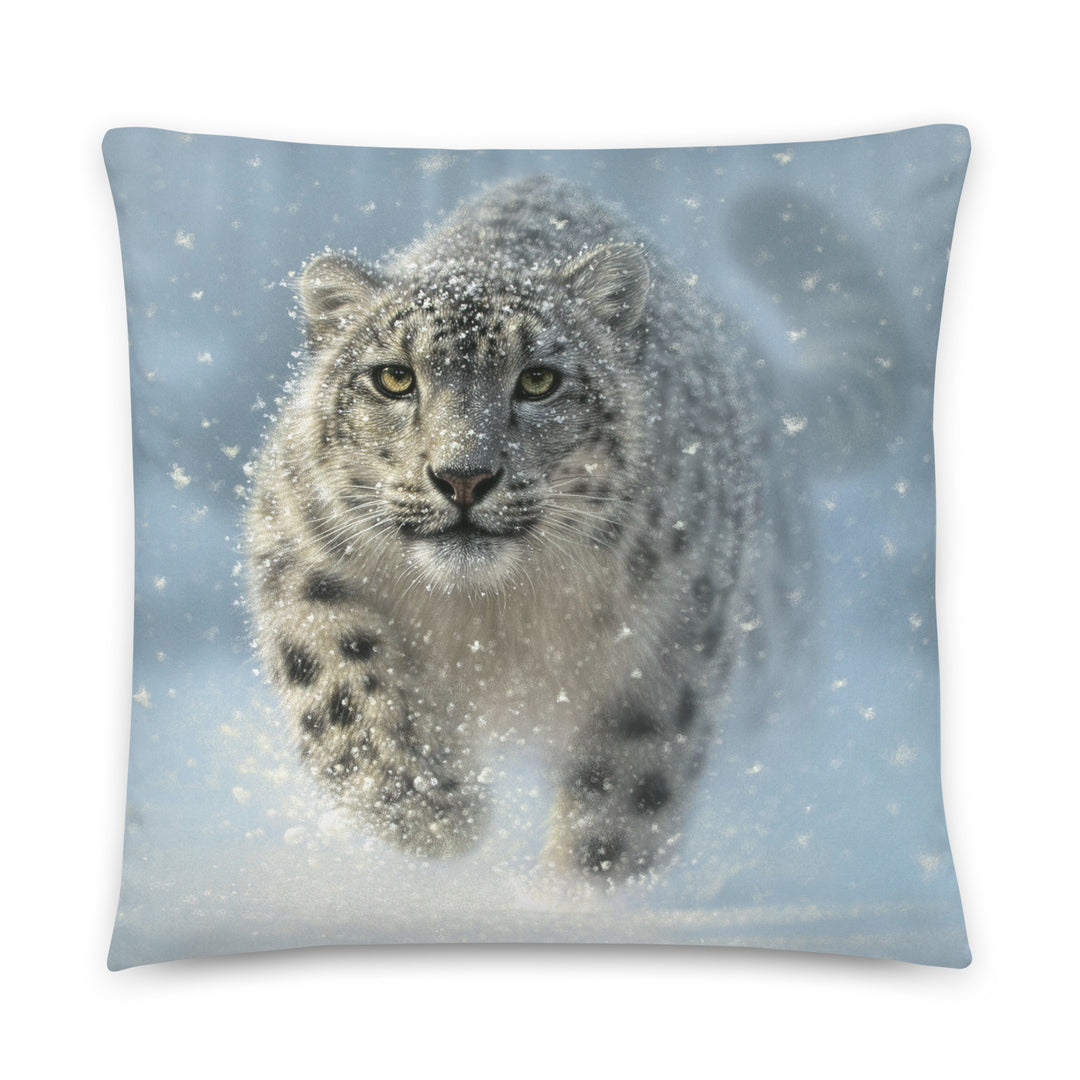 "Snow Ghost" - Snow Leopard Throw Pillow by Collin Bogle / Snow Leopard Decorative Cushion, Snow Leopard Home Decor, Snow Leopard Gift, Winter Pillow, Animal, Wildlife