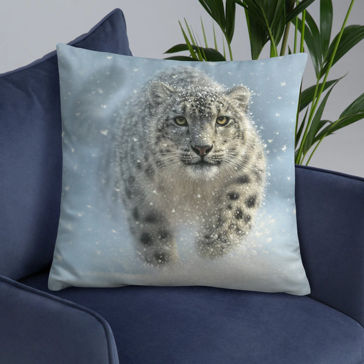 "Snow Ghost" - Snow Leopard Throw Pillow by Collin Bogle / Snow Leopard Decorative Cushion, Snow Leopard Home Decor, Snow Leopard Gift, Winter Pillow, Animal, Wildlife