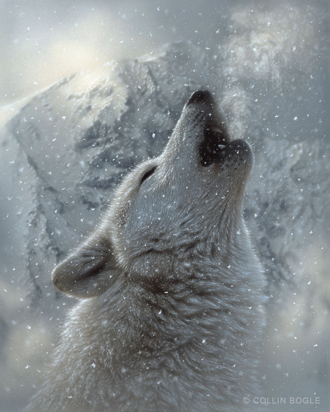 Breathtaking - Howling Wolf Original Painting by Collin Bogle