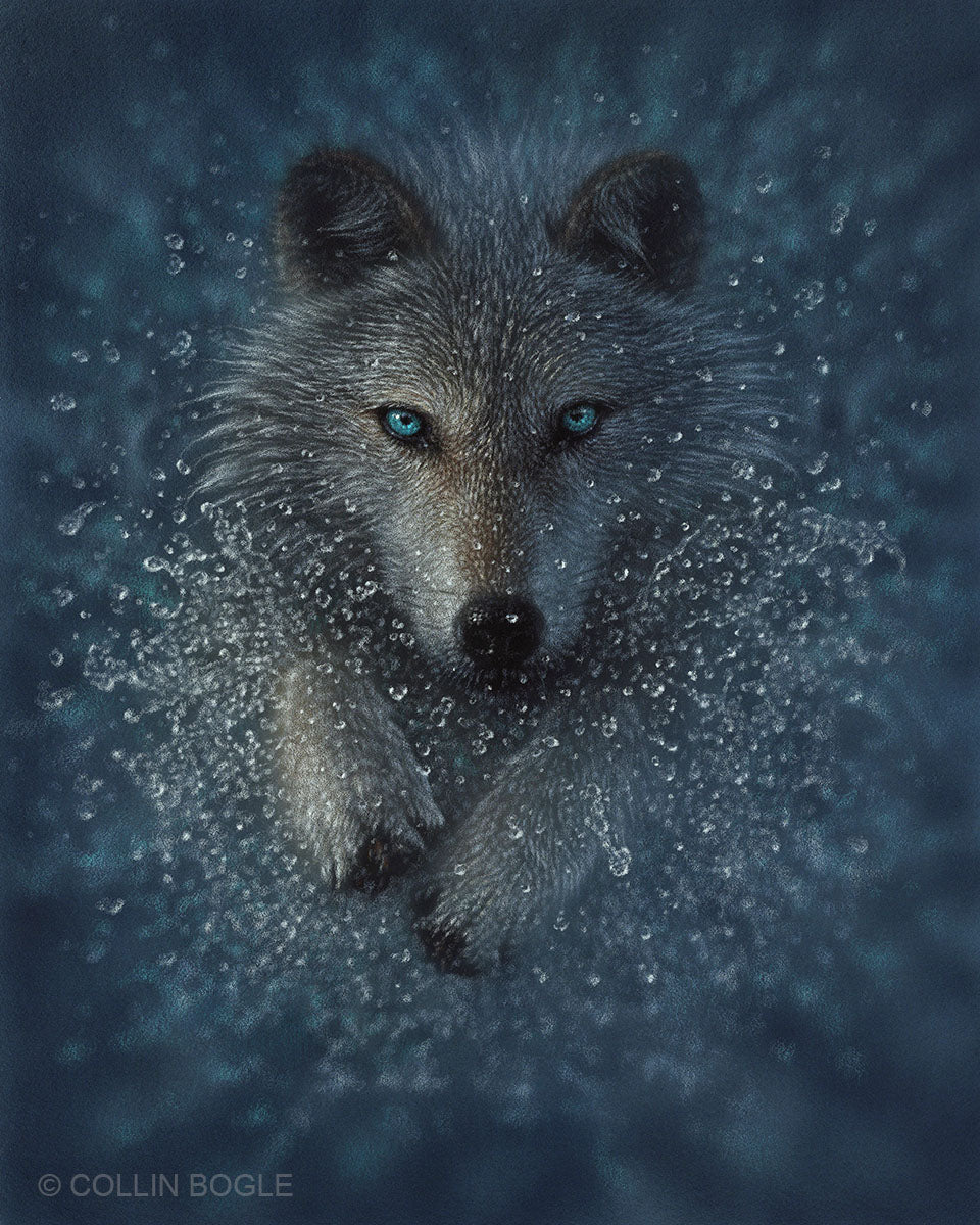 Wolf Splash Original Painting