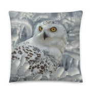Snowy Owl Sanctuary Pillow by Collin Bogle / Snowy Owl Throw Pillow, Wildlife Decorative Cushion, Bird Lover Gift, Snowy Owl Painting, Bird Art Decor, Winter Throw Pillow