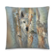 Focussed - Wolf Throw Pillow by Collin Bogle / Wolf Decorative Pillow, Wolf Cushion, Wolf Home Decor, Wolf Lover Gift, Wildlife Art, Painting, Lodge, Cabin, Winter
