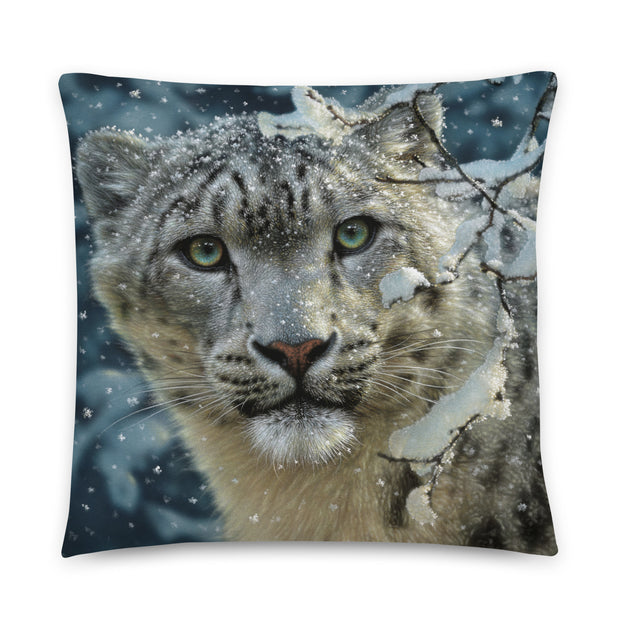 Snow Leopard Throw Pillow by Collin Bogle / Snow Leopard Decorative Cushion, Wildlife Art Decor, Snow Leopard Gift, Winter Home Decor, Animal Pillow, Lodge Decoration