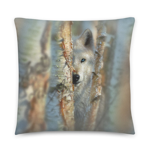 Focussed - Wolf Throw Pillow by Collin Bogle / Wolf Decorative Pillow, Wolf Cushion, Wolf Home Decor, Wolf Lover Gift, Wildlife Art, Painting, Lodge, Cabin, Winter