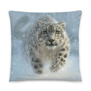 "Snow Ghost" - Snow Leopard Throw Pillow by Collin Bogle / Snow Leopard Decorative Cushion, Snow Leopard Home Decor, Snow Leopard Gift, Winter Pillow, Animal, Wildlife