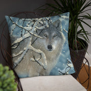 "Broken Silence" - Wolf Throw Pillow, Wolves Pillow, Wolf Art Cushion, Wildlife Home Decor, Wolf Lover Gift, Animal Decorative Pillow, Lodge, Cabin, Snow